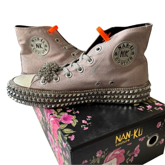 NIB Free People x Nan-ku Cruise Studded Hi Top Sneakers, Mellow Mauve, Size 37/7 - Picture 5 of 10